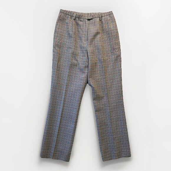 Pendleton Pants Women Sz 12 Neutral‎ Check Plaid Wool Trousers Career Office - Picture 1 of 15